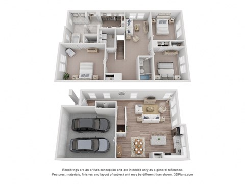 Floor plan for 3 beds, 2.5 baths, 2127 sqft